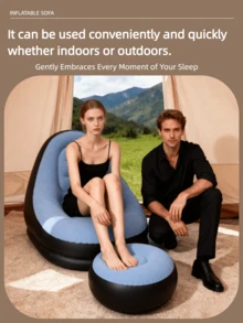 New Inflatable Plush Sofa For Lazy People Foldable Foot Sofa Bed Outdoor Convenient Lying Chair With Feet Bench Hot, Camping Equipment - Multicolor - View 7