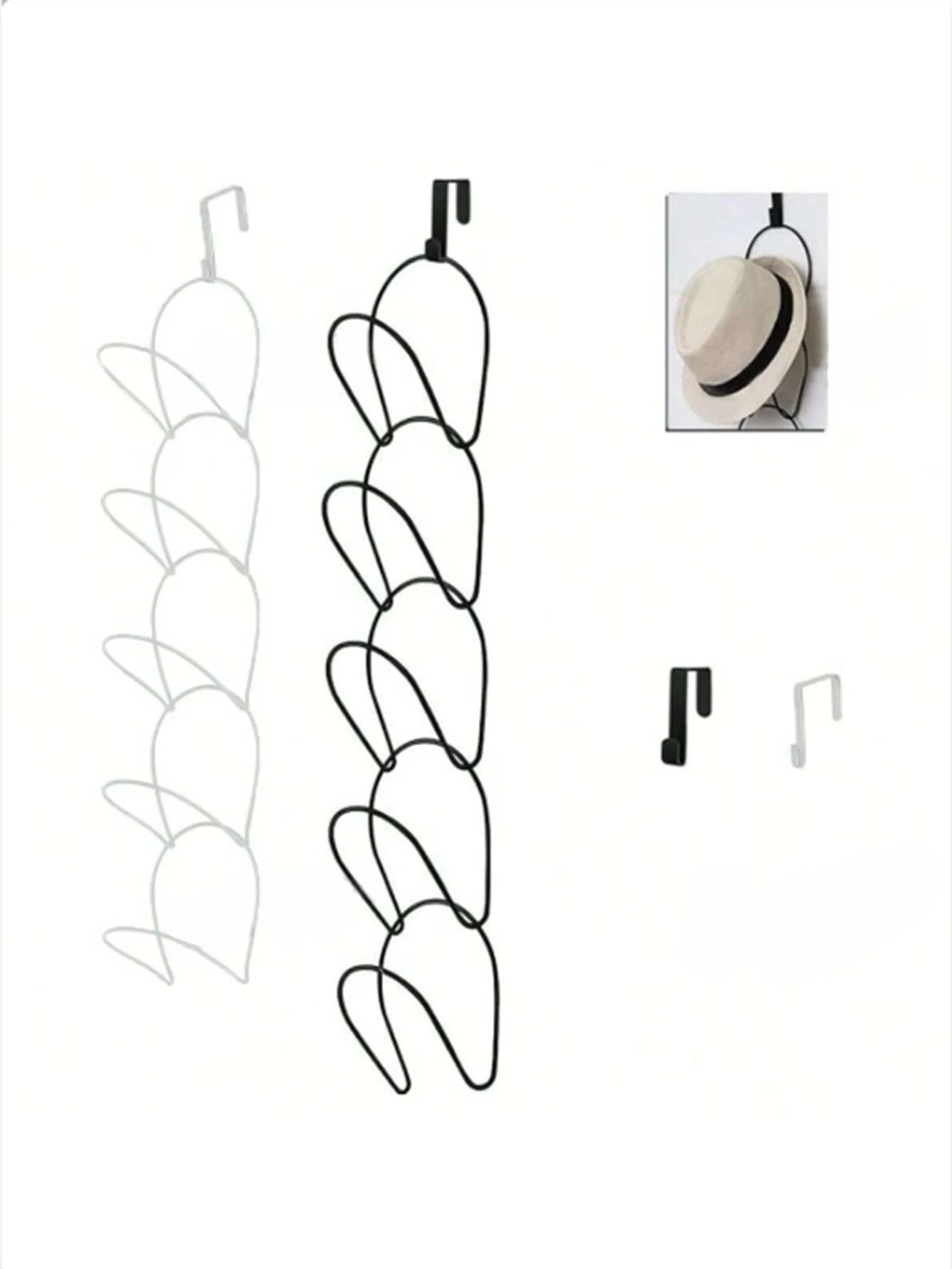 1 buc. Organizator metalic pentru pălării și peruci, suport pentru șepci fără unghii, suport pentru depozitarea eșarfelor pentru dormitor, folosit pentru șapcă de baseball, pălărie, suport pentru prosoape - Multicolor - Vizualizare 1