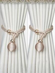 2pcs Adjustable Premium French Style Ball Curtain Tie Backs, Convenient Drapery Tiebacks Decorative Curtain Holders - Multicolor - View 1