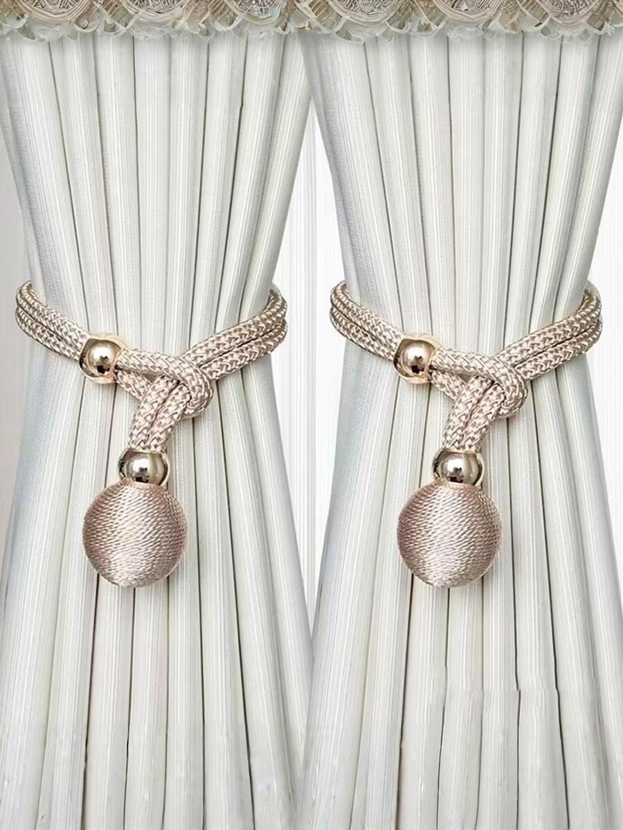 2pcs Adjustable Premium French Style Ball Curtain Tie Backs, Convenient Drapery Tiebacks Decorative Curtain Holders - Multicolor - View 1