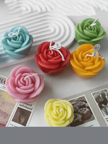 3pcs Rose Flower Shaped Aroma Stone Silicone Mold Set, Handmade DIY Fragrance Stone Decor Mold, Multiple Patterns, Non-Stick Easy Demold - White - View 3