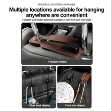 2 pezzi Ganci universali per poggiatesta auto 2-in-1 in pelle morbida, ganci per schienale sedile auto adatti per borse e zaini, ganci doppi per riporre oggetti nello schienale dell'auto, facili da installare - Multicolore - Visualizzare 6
