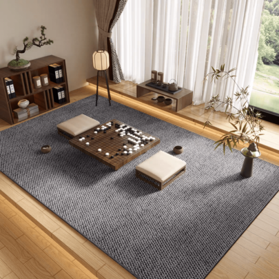 1pc Gray Faux Jute Rug, Tatami Mat, Tea Room Carpet, Atmosphere Carpet, Multiple Sizes Available, Housewarming Gift, Holiday Gift, Suitable For Foyer, Living Room, Dining Room, Bedroom, Bathroom, Study, Laundry Room, Balcony, Tea Room, Window Sill, Tatami Mat