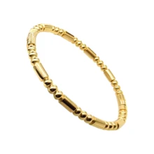 女士不锈钢手镯，双色金银简约弹力手镯，防褪色防水可叠戴日常佩戴派对饰品礼品1件装18K镀金不锈钢手镯 - 1 - 查看 12