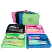 1 Set Completo de Kit de Fumar, que incluye 8 conos pre-enrollados, 1 libreta de papel de fumar, bandeja de plástico de doble capa, molinillo de doble capa, tubo de almacenamiento, regalo de cumpleaños, regalo de vacaciones, regalo del Día de San Valentín - Juego de fumar multicolor - Ver 2