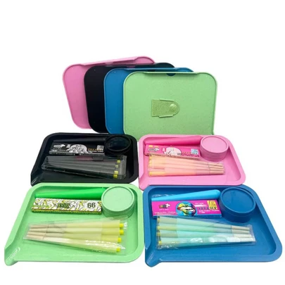 1-Set Complete Smoking Kit, Including 8 Pre-Rolled Cones, 1 Booklet Rolling Papers, Double-Layer Plastic Tray,Double-Layer Grinder, Storage Tube, Birthday Gift, Holiday Gift, Valentine's Day Gift