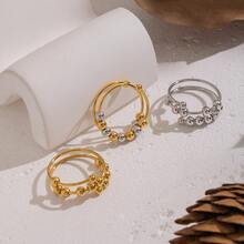 个性化滑动珠减压戒指，18K镀金不锈钢，多功能钛钢配饰 - 彩色 - 查看 3