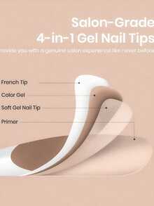 150 miếng dán móng tay gel mềm kiểu Pháp, miếng dán móng tay tự dính hình chữ nhật màu hồng, miếng dán móng 3 trong 1 bền và lâu trôi, móng giả phù hợp cho việc tự làm móng tại nhà với 15 kích cỡ. - Hồng - Xem 3