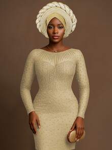 1pc Nigerian Gele Inspired Braided Turban, Satin Pearl Embellished Headwrap, Elegant Headpiece For Party Wedding And Daily Wear,Summer,Beach,Hat - A - View 11