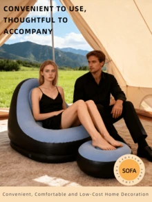 New Inflatable Plush Sofa For Lazy People Foldable Foot Sofa Bed Outdoor Convenient Lying Chair With Feet Bench Hot, Camping Equipment - Multicolor - View 5