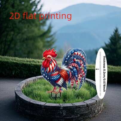 Flat Printed Bohemian Style Coat Of Arms Rooster Garden Sign, Suitable For Courtyards, Lawns, And Gardening > Outdoor Decorations > Outdoor Holiday Ornaments > Exquisite Holiday Decorations, Festive Gifts