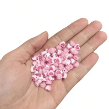 100颗/包 8毫米粉色心形珠子，适用于珠宝制作、DIY情侣手链和项链、手工制作、情人节礼物 - 粉色 - 查看 6