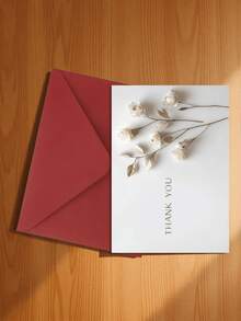 1张精美3D纸艺白玫瑰贺卡，自然简约米色背景，饰以干枯枝条，“谢谢！”竖版设计，适用于表达感谢、节日祝福、一般艺术情感卡片（包含1张卡片和1个信封，尺寸为4.3英寸 x 6.3英寸）。 - 款式B - 查看 4