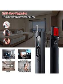 1pc Professional Hidden Camera Detector, Portable Privacy Protection Device, Anti-Eavesdropping GPS Tracking Scanner, With 6-Level Sensitivity Adjustment, 4 Scanning Modes (AIS/AV/Photo/Peephole), 72-Hour Battery Life, Rechargeable Via USB-C, Suitable For Hotel And Vacation Rental Room Safety. High Sensitivity Detector, Stylish Black Design. - Black - View 11