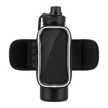 Soporte magnético para botella de agua de fitness, se adhiere instantáneamente a equipos metálicos, se adapta a botellas de 18-40 onzas, accesorio de gimnasio unisex con bolsillo para teléfono y llavero - Negro - Ver 6