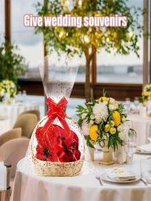 10/20pcs Large Glass Paper Gift Bags With 10pcs Ribbon Bows, Suitable For Baskets, Weddings, Party Favors, Anniversary, Bride, Birthday Gifts, Mother's Day Decor - Red - View 5