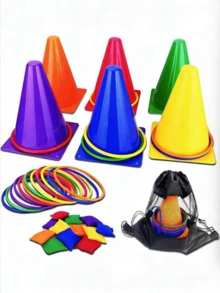 19件/21件/31件户外投掷球多人游戏，集体套圈游戏，团队建设训练器材，儿童节派对游戏道具，嘉年华套圈多人游戏，家庭儿童游戏 - 彩色 - 查看 12