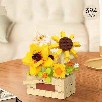 6pcs Micro Bead Eternal Flower Building Block Basket, Warm Desktop Decor Assembly, Suitable For Valentine's Day/Easter/Halloween/Christmas/Spring/Wedding Season, Birthday Party, Festival Surprise Gift, Couple Gift, Creative Stress Relief Puzzle Toy For Kids To Improve Hands-On Ability, Classroom Reward, Comes With Gift Box