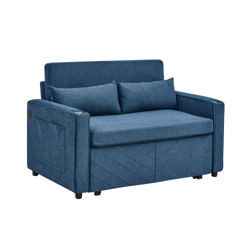 Minimalist, Elegant And Lightweight 3-In-1 Two-Seater Sofa Bed With A Sliding Convertible Function, USB Charging, Ideal For Naps, Beige