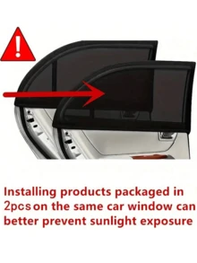 2/4pcs Car Seat Back Anti-Mosquito Sunshade Mesh Curtain, Black Mesh Side Window Sunshade, Does Not Block Vision, Breathable Without Affecting Window Rolling - A - View 5