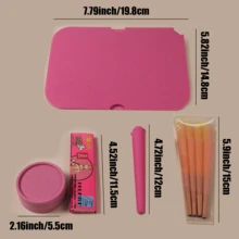 1 Set Completo de Kit de Fumar, que incluye 8 conos pre-enrollados, 1 libreta de papel de fumar, bandeja de plástico de doble capa, molinillo de doble capa, tubo de almacenamiento, regalo de cumpleaños, regalo de vacaciones, regalo del Día de San Valentín - Juego de fumar multicolor - Ver 3