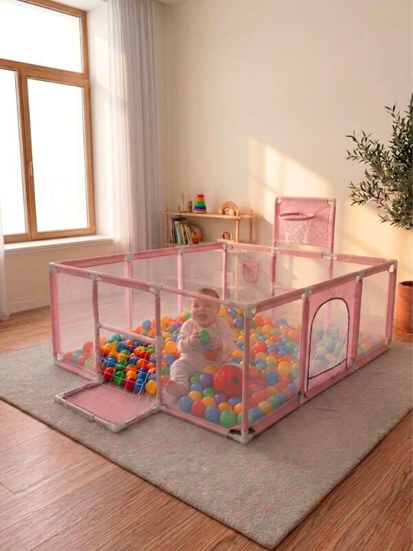  ATENTU Cercadinho Infantil Chiqueirinho Para Bebê Grande Portátil 180X60cm Bolinhas NÃO inclusas