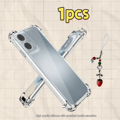 1个透明手机壳和1条手机挂绳，兼容摩托罗拉Moto G85、Hot 50 Pro+、17/17 Pro/17 Pro Max、Pixel 10/10 Pro/10 Pro XL/6/7/8/9/9A，防摔手机保护套