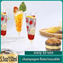 Bộ 12/25/50/100 chiếc ly sâm panh thanh lịch 150ml (5.5oz) thích hợp cho đám cưới, tiệc tùng và sử dụng hàng ngày. - Xem 5