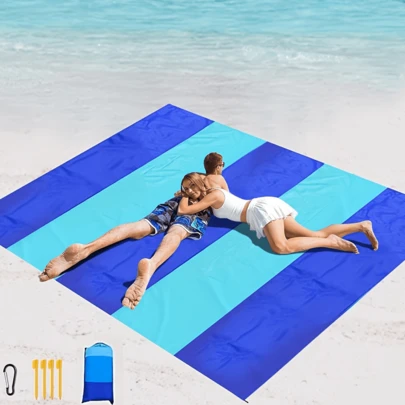 1pc Extra Large Beach Blanket, Lightweight & Sand-Proof, Suitable For Beach, Picnic, Camping & Hiking