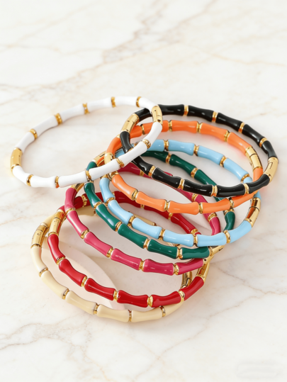 1 chiếc vòng tay unisex bằng thép không gỉ 304 mạ vàng, phối màu khối, kiểu dáng tre tự nhiên, thích hợp để đeo hàng ngày và ngoài trời.