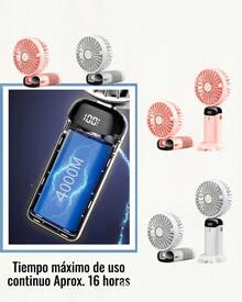DOSYU Ventilador de Mano Recargable USB - Mini y Portátil, 5 Velocidades, 4200mAh, con Base -deal para Escritorio  Material ABS, USB, 5 Medidas 188x90x46,5 mm,  Peso 190 g Abanico - ROSA - Ver 4