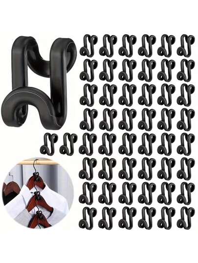 100pcs Mini Clothes Hanger Connectors, Plastic Waterfall Hooks, Wardrobe Organizer, Hanger Space Saver, Baby Room Hanger Linking Hooks