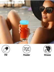 Bộ 6/12 nắp đậy cốc uống nước chống thấm nước, có lỗ cắm ống hút, dùng nhiều lần, giúp bảo vệ đồ uống khỏi bị thủng tại quầy bar. - Nhiều màu - Xem 6