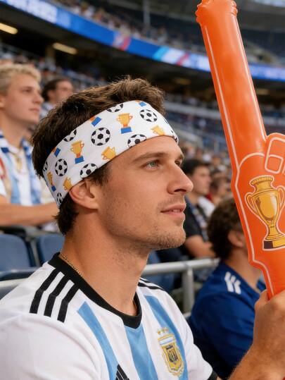 2条/套 夏季世界杯足球印花弹力发带，足球发带，防滑弹力运动发带，男女通用吸汗发带，假日必备发饰，适合男女夏季健身、瑜伽、跑步等运动，夏季海滩必备单品，2026世界杯，时尚夏季发饰，海滩配饰，度假吸汗发带