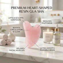1 PCS Gua Sha Facial Tool,Facial Gua Sha Scraper,For Face Eye Neck Anti-Aging Slimming & Firming,Gua Sha Facial Tools,Heart Shape Resin Massage Tool For Face & Neck, Ergonomic Jawline Sculpting Board, Home Spa Beauty Tools, Travel Essential For Daily Skin Care Routine - Pink - View 3