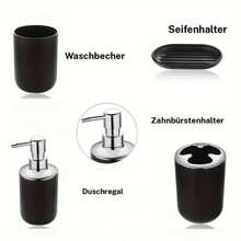Badezimmer Accessoire Sets - Kunststoff schwarz 6-teiliges Set - Übersicht 7