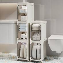 4-Tier Slim Room Storage Cabinet, Narrow Rolling Organizer With Wheels, Adjustable Shelves, Magnetic Doors, Waterproof And Stable Bathroom Storage Organizer, Slim Storage Cabinet For Small Spaces(White) - White - View 12