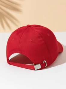 1顶白色棒球帽，饰有两个心形图案，男女通用户外遮阳帽，日常必备单品 - 紅色 - 查看 3