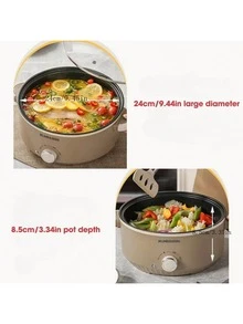 Nồi điện 3 lít, chảo chống dính 4.6 lít, nồi luộc mì nhanh, nồi hầm điện, nồi chuyên dụng để nấu bít tết, trứng, cơm chiên, bánh bao, có chức năng điều chỉnh công suất (bao gồm cả nồi hấp). - Phích cắm loại B của Mỹ (220-240V) - Xem 7