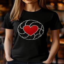 Camiseta holgada de manga corta y cuello redondo para mujer - Vibrante estampado gráfico de paisaje urbano neón y texto japonés, top casual transpirable 100% algodón para primavera/verano, lavable a máquina, camiseta para uso diario, camiseta cómoda - Multicolor - Ver 1