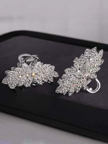 1pc Shiny Silver Rhinestone Hair Claw Clip, Women Metal Hair Accessory Summer Outfits Hair Clips - Multicolor - View 4
