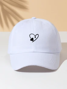 1 buah Topi Baseball Putih dengan 2 Desain Hati, Topi Matahari Luar Ruangan Unisex, Barang Penting untuk Pemakaian Sehari-hari, Musim Panas, Pantai, Liburan, Perjalanan - Putih - View 5