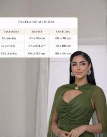 Women's Long Party Dress With Slit, Cape Sleeves, Gathered Bust And Brooch, Solid Color, Elegant, For New Year's Eve, Wedding, Bridesmaid, Graduation. - 橄欖綠 - 查看 8