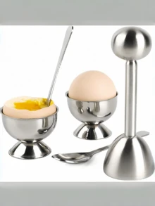Stainless Steel Boiled Egg Topper Cutter, Tap To Open, Multifunctional Egg Cracker/Separator, Kitchen Tool - Multicolor - View 9