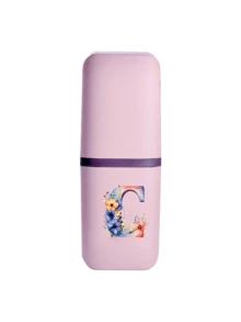 Floral Letter A-Z Portable Toothbrush Holder - Fashionable Travel Toothbrush Holder & Cup Sleeve, Durable Multi-Function Rinse Cup, Hygienic Protection, Suitable For Travel, Camping, Business Trip And School | Includes Toothbrush And Toiletry Storage Set, Minimalist Travel Wash Cup Set | Perfect Holiday Gift For Travelers, Students And Hygiene-Conscious Individuals - Multicolor - View 12