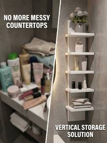 Kệ góc nhiều tầng, kệ treo tường, giá đựng đồ gắn tường, làm bằng chất liệu PVC, dễ lắp ráp, kệ treo tường nhiều tầng, thích hợp cho phòng ngủ, phòng tắm, nhà bếp, văn phòng, phòng khách, phòng ngủ, giá sách, v.v. - Nhiều màu - Xem 4