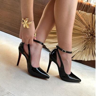 Scarpin Feminina  Salto Fino 10cm SlingBack SOLADO VERMELHO