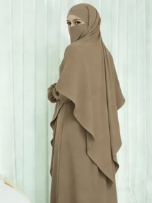 2pcs/Set Khimar Hijab + Abaya, Loose & Comfortable Muslim Clothing Set, Suitable For Women's Daily Wear And Prayer, All Season - Multicolor - View 22