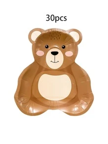 Bộ 10/20/30 đĩa dùng một lần hình gấu bông màu nâu kích thước 9x8.2 inch, đĩa giấy hình gấu, đĩa ăn hình gấu hoạt hình dễ thương cho sinh nhật, tiệc mừng em bé, đồ dùng tiệc chủ đề gấu bông, đĩa bánh tráng miệng dành cho nam và nữ. - Nhiều màu - Xem 9