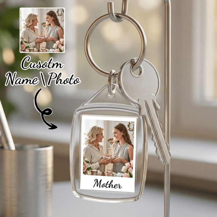 Customized Photo & Text Acrylic Keychain, Personalized Keyring, Mother's Day Gift, Birthday Gift, Anniversary Gift, Couple Gift - Multicolor (Mother's Day) - View 7